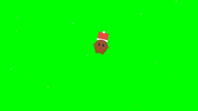 Cute Animated Gingerbread Man Character Dancing on Green Screen Background.