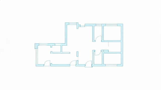 A simple architectural floor plan diagram showing room layouts and wall structures for a residential space.