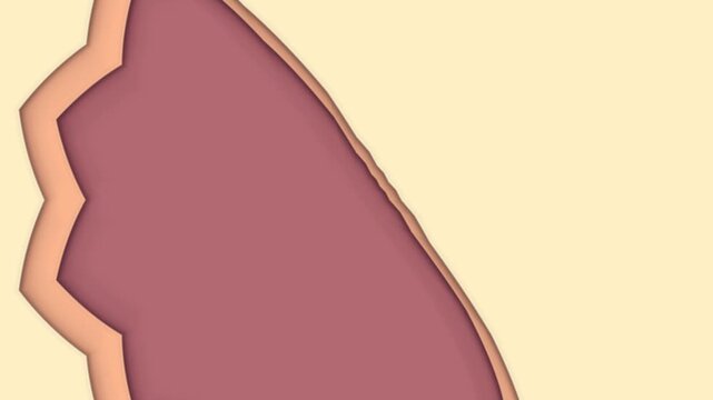 A single magenta-colored irregularly shaped object slowly rotates on a pale yellow background