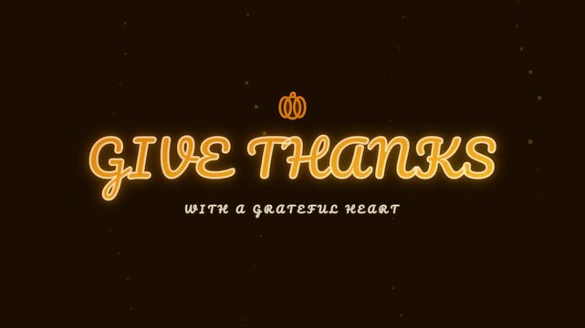 Give Thanks Gold Script Message with Warm Light Particle Animation