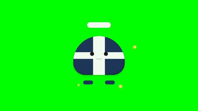 Animated Countryball Character Featuring The Flag Of Scotland On Green Screen.
