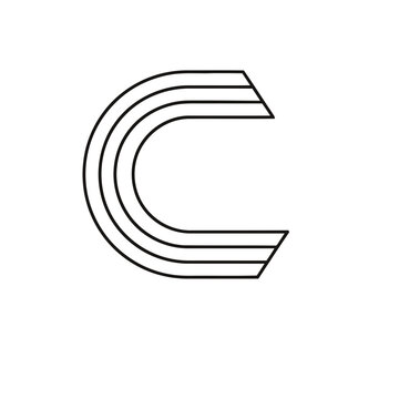 Abstract C Shape with Parallel Lines