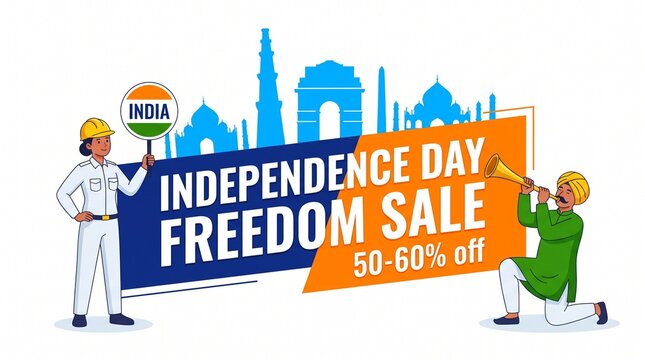 India independence day freedom sale illustration