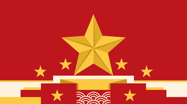 China National Day Red Background with Golden Stars. EPS Editable
