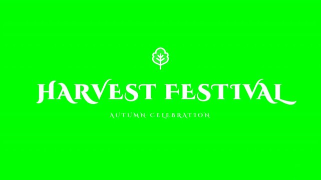 Glowing Happy Harvest Text with White Bokeh Animation on Greenscreen