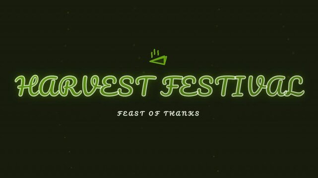 Harvest Festival typography with olive bokeh lights and particles.