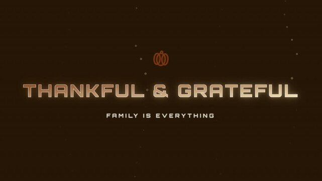 Thankful and Grateful text with light flare animation background