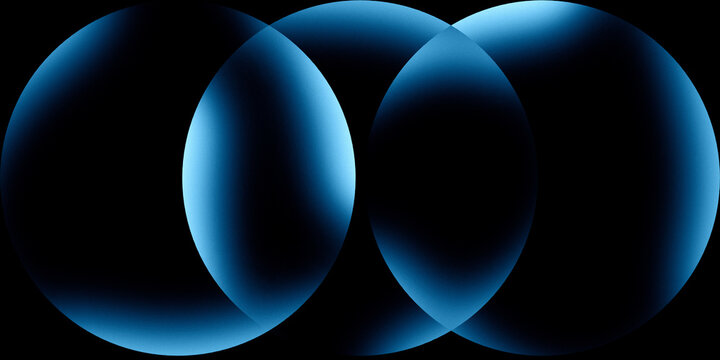 Abstract dark background with glowing blue intersecting circles and noise texture in original digital artwork