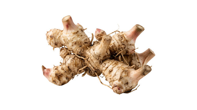 Fresh taro root vegetable tuber isolated on white background.