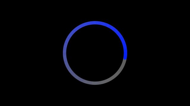 Blue circle loader process spinning loop animation on black background