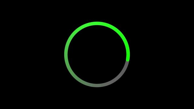 Green circle loader process spinning loop animation on black background