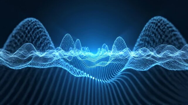Vibrant glowing geometric lines forming an endless motion graphic loop inside a dark futuristic virtual reality environment for digital presentation and modern