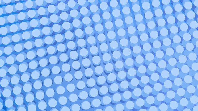 Seamless 3D loop of repeating circular discs creating a moire effect in a soft blue gradient. Clean geometric minimal design with subtle shading and optical pattern depth.
