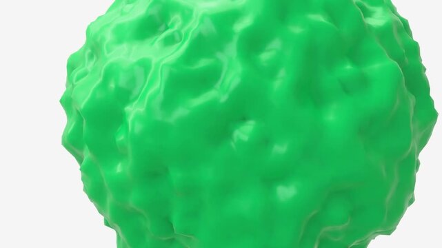 Glossy neon 3d animation of an amorphous blob with smooth specular highlights on a clean white backdrop. Minimal abstract seamless loop aesthetic for modern motion graphics.