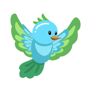Cute blue bird flying vector illustration