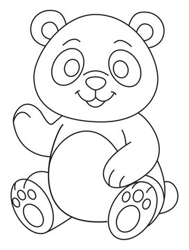 Desenho &agrave; m&atilde;o livre de um urso fofinho em estilo cartoon, contorno, ilustra&ccedil;&atilde;o em linhas, p&aacute;gina para colorir para crian&ccedil;as