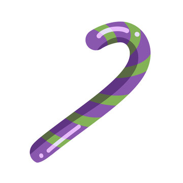 Purple Green Striped Halloween Candy Cane
