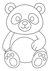 Illustrazione di un orsetto soffice disegnato a mano con contorno in stile line art, doodle art, pagina da colorare per bambini © cartoonita