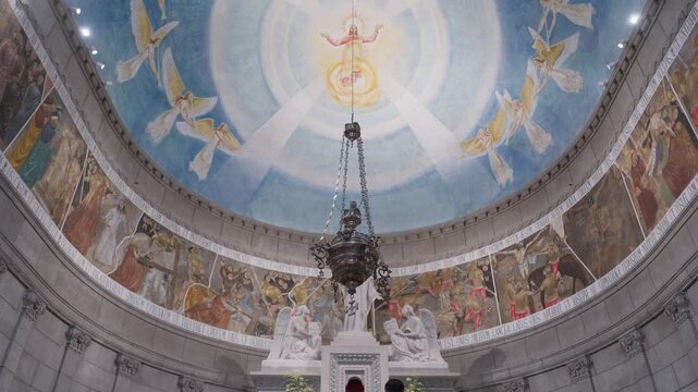 Santa Luzia Basilica Portugal painted dome with angels hanging censer and marble altar