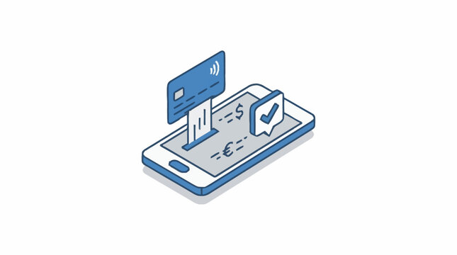 Isometric smartphone illustration for digital banking and mobile payment processing.