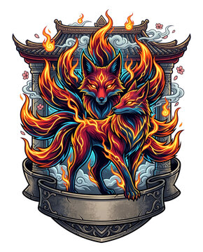 Huli Jing the Nine Tailed Fire Fox Spirit Emblem
