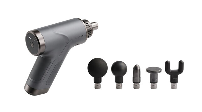 Professional percussion massage gun with 5 interchangeable heads, handheld deep tissue massager for muscle recovery and sports therapy
