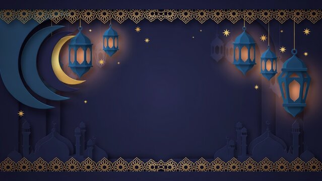 Colorful pixel art lanterns with moon and stars background