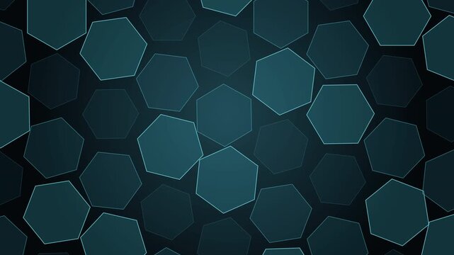 Seamless animation of rotating blue hexagons resembling honeycombs, abstract tech background