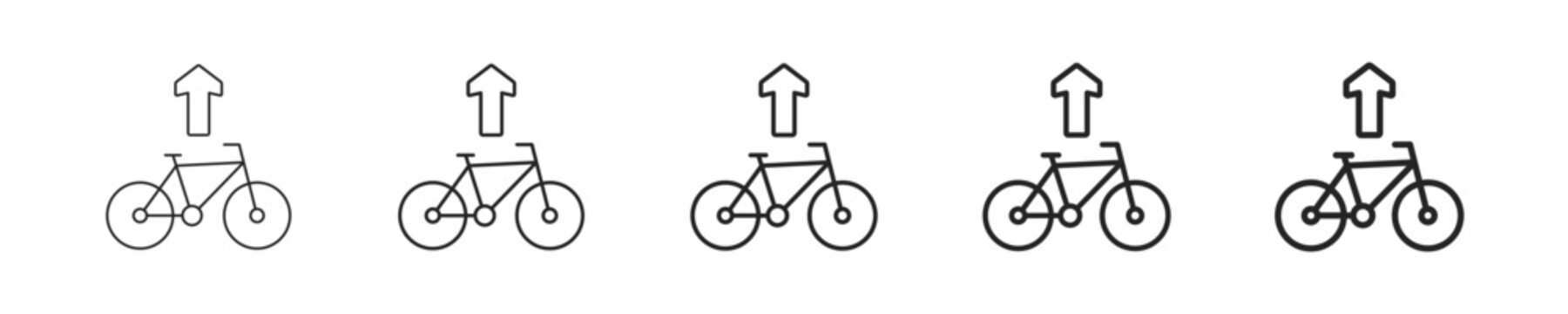 Bicycle Lane vector icon in minimalist line style. Clean editable stroke illustration with geometric design and monochrome appearance, isolated on white background