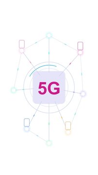 5G high speed mobile communication network, iot symbol, cyber technology concept