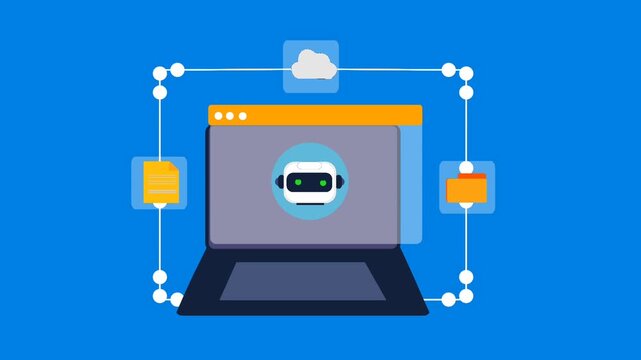 AI Automation and Cloud Sync Laptop Motion Graphic