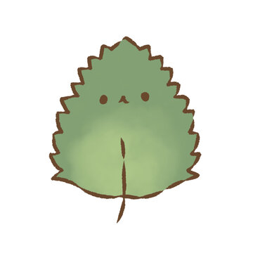 背景透過のもっちり手描きイラスト　年中使える素材　お野菜シリーズ　しその葉　顔あり