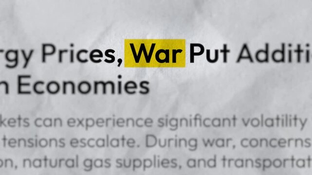 Geopolitical Tension, International Crisis, World Politics., Global Conflict and Strategies. Highlighted War Word in a Title. Seamless Loop. 4K Animation 