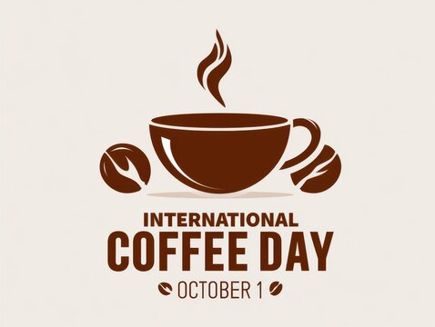 International coffee day illustration with coffee cup and beans
