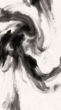 渦を描く水墨画の筆致