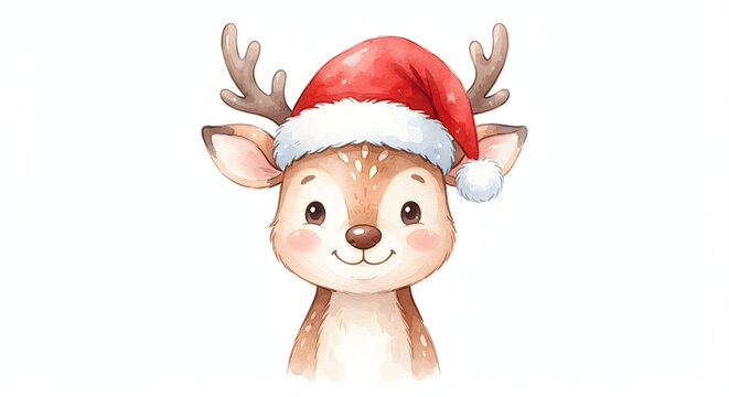 reindeer with santa hat
