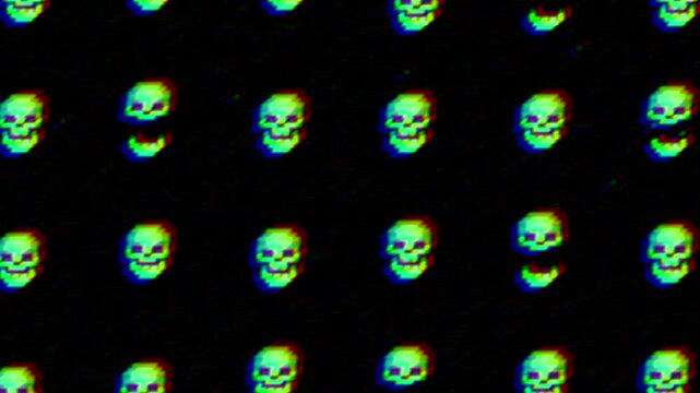 Cute and funny pixel art style human skull icon symbols animation