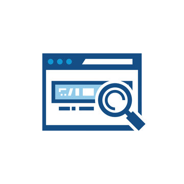 Minimalist browser window icon with a magnifying glass search