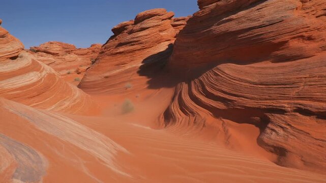 Zhangye danxia landform with blowing sand and red sandstone rocks