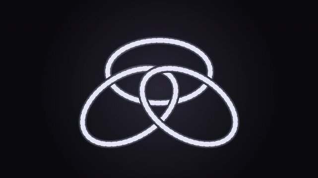 Animated triple torus with dragon scale texture, seamless loop, endless silver snake movement
