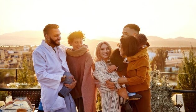 Family Gathering at Sunset - Capturing Joy and Connection.