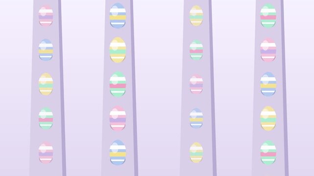 Easter egg motion graphic loop pastel stripes vertical columns, happy spring holiday animation