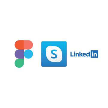 Figma, Skype, LinkedIn Logos: Modern Social Media Icons & Branding featuring facebook, instagram, tiktok, twitter, whatsapp, telegram icons, modern social media and web contact button set vector...
