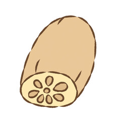 背景透過のもっちり手描きイラスト　年中使える素材　お野菜シリーズ　顔無し　れんこん © hiyokomame