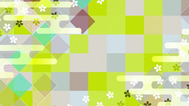 Japanese Style Green Geometric Pattern 4K