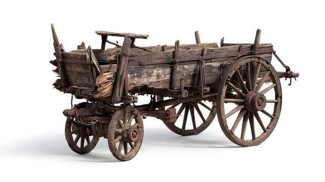 Ancient Weathered Wooden Wagon Cart Representing Western Heritage and Rural History