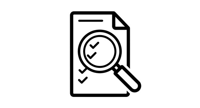 a document with folded corner and a large magnifying glass inspecting the document