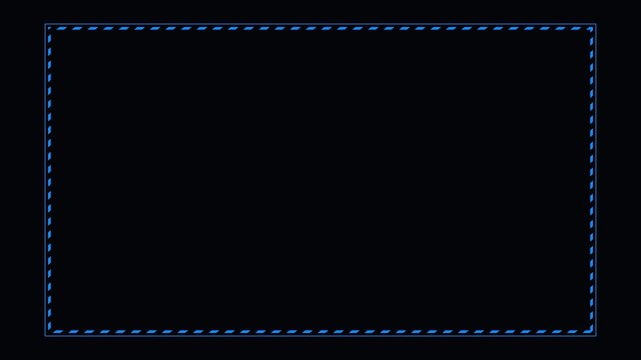 Digital frame transition with animated dashed lines on a dark background for creative projects