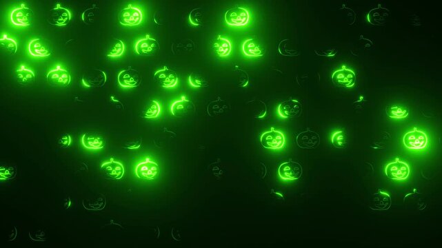 3D Animation Of Glowing Green Pumpkin Pattern