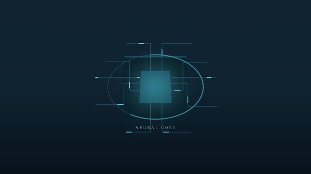 Looped animation ai technology processor data streams machine learning digital information flow